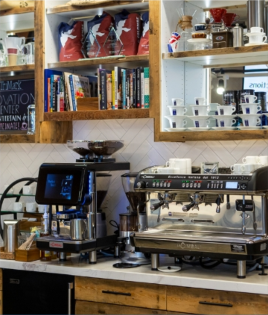 Espresso and coffee machine on a counter