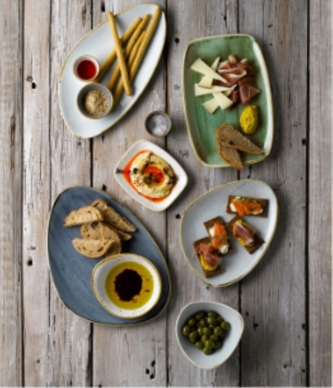 food platters on a wood table